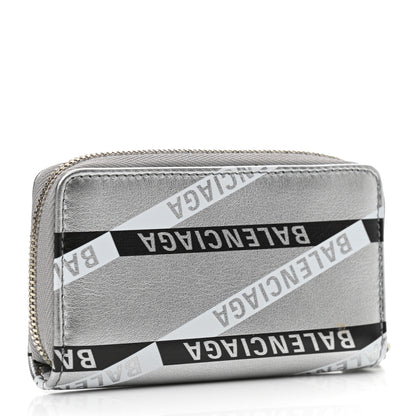 Balenciaga Metallic Calfskin Losange Monogram Everyday Zip Around Card Case Silver Black White 3 of 8