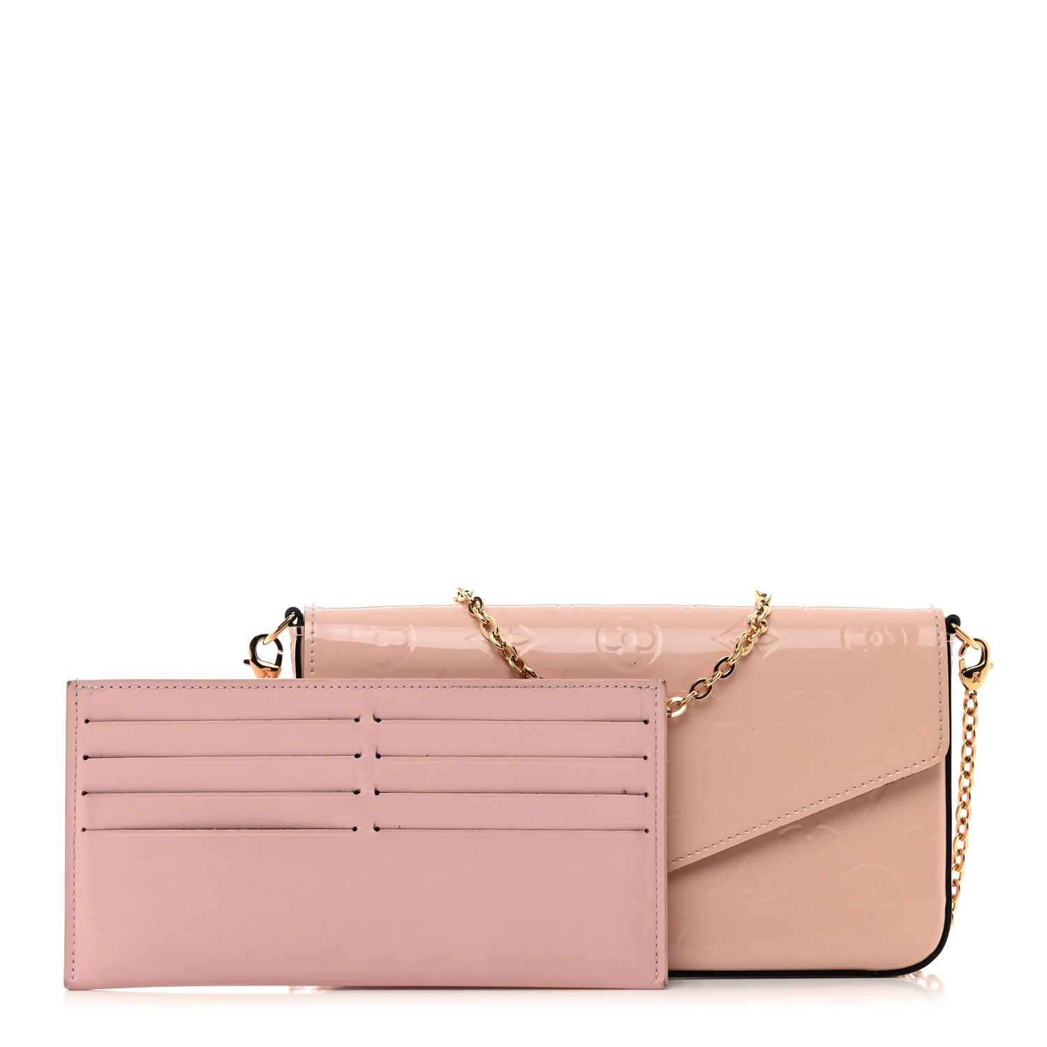 Louis Vuitton Vernis Felicie Chain Wallet Rose Ballerine 1 of 11
