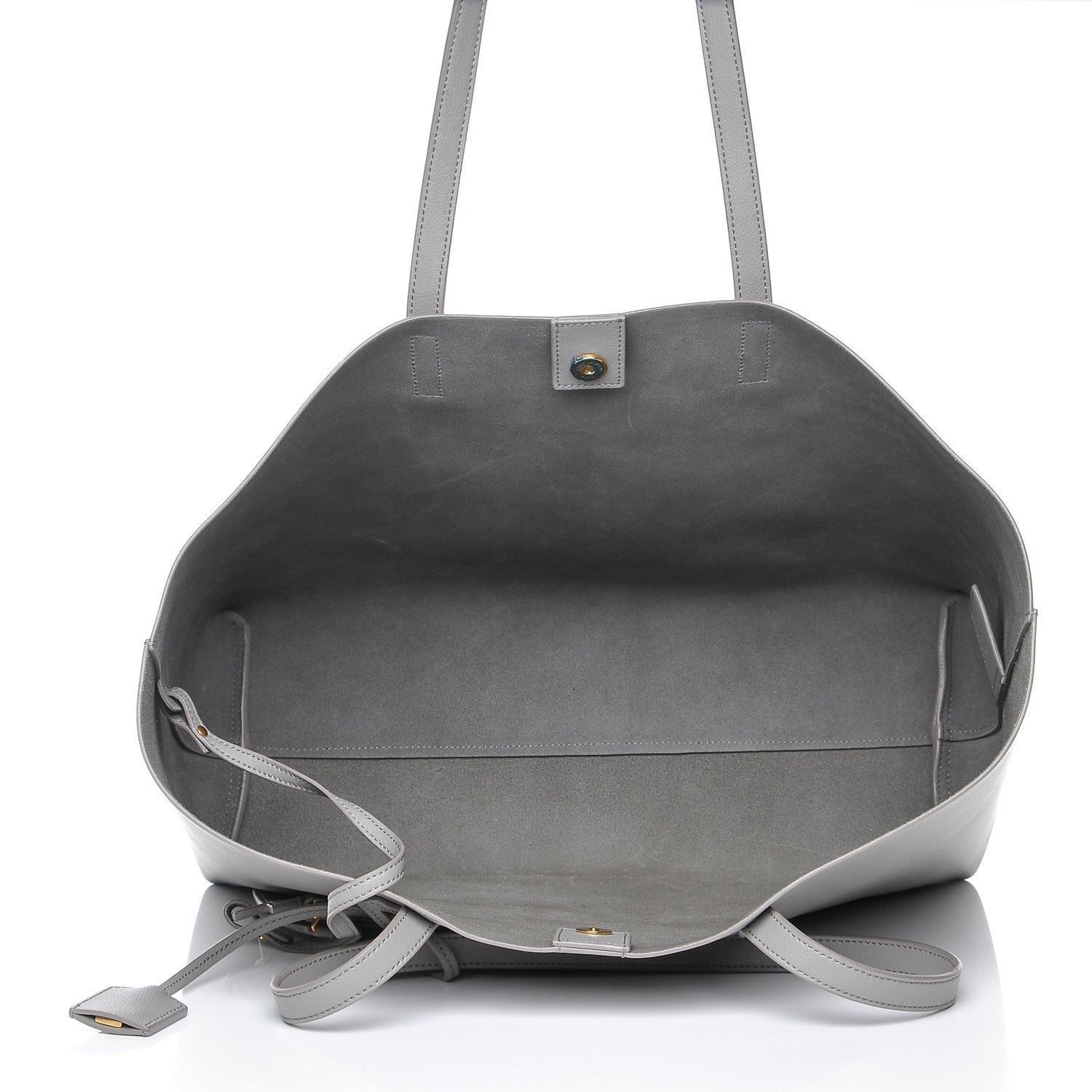 Saint Laurent Calfskin Large Shopping Tote Oyster Grey 6 of 10