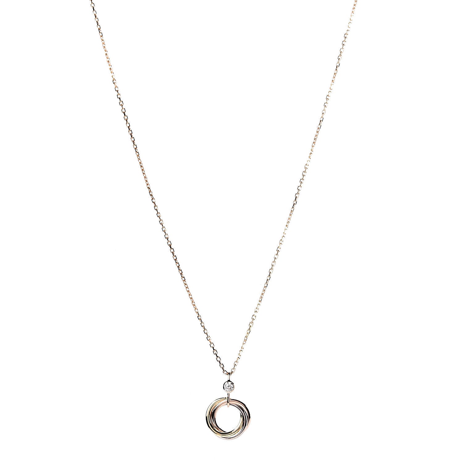 Cartier 18K Pink Yellow White Gold Diamond Trinity Pendant Necklace 1 of 6
