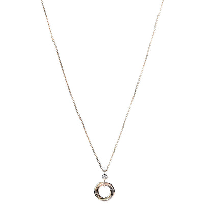 Cartier 18K Pink Yellow White Gold Diamond Trinity Pendant Necklace 1 of 6
