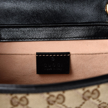 Gucci Monogram Matelasse Diagonal Mini GG Marmont Shoulder Bag Beige Black 9 of 11