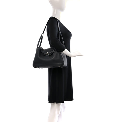 Hermes Taurillon Clemence Lindy 30 Black 2 of 11