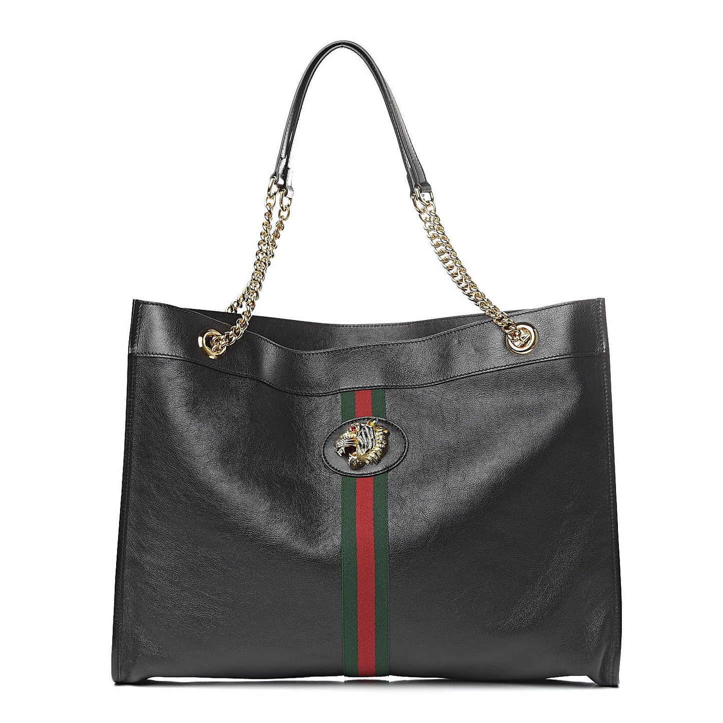 Calfskin Large Rajah Chain Tote Black
