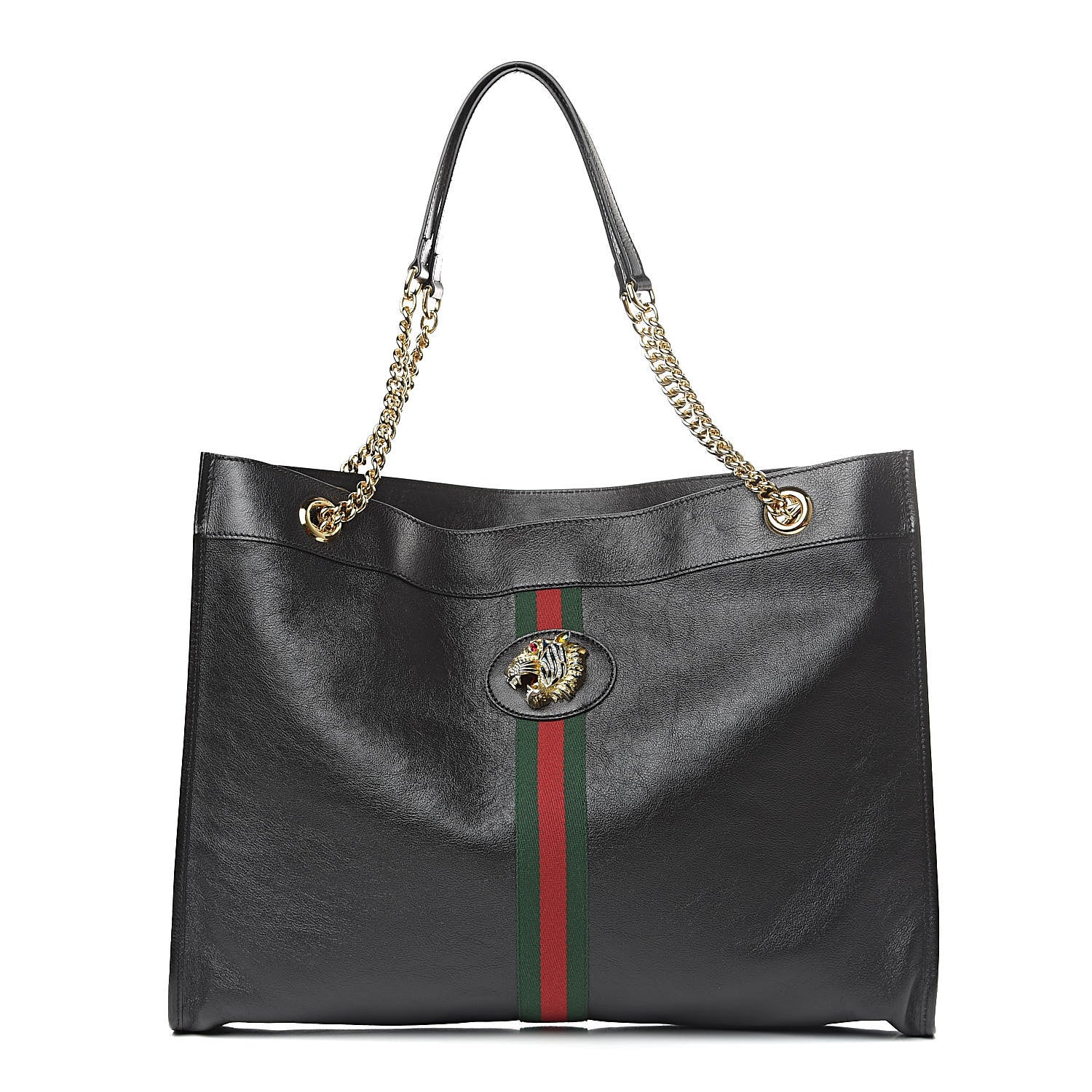 Gucci Calfskin Large Rajah Chain Tote Black 3 of 12