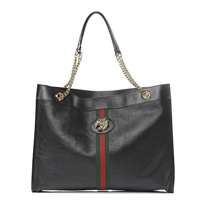 Gucci Calfskin Large Rajah Chain Tote Black 3 of 12