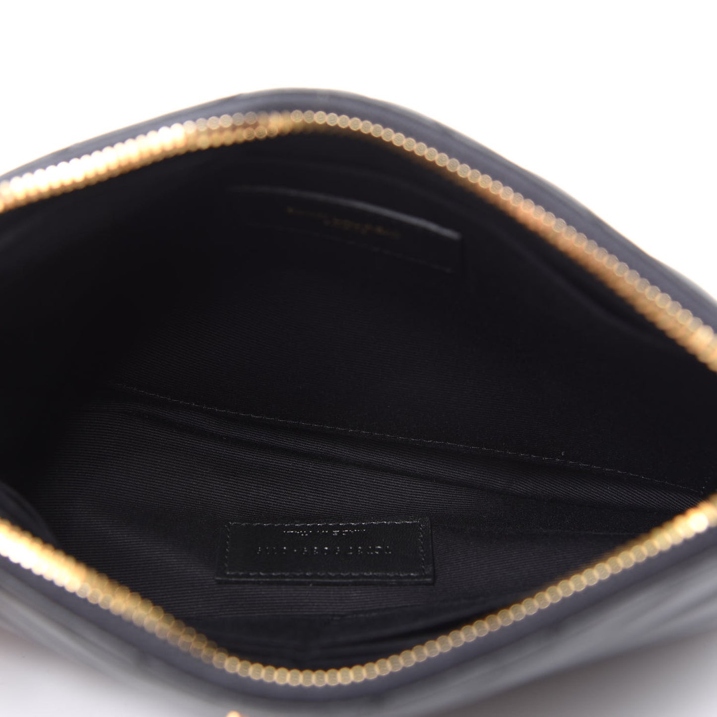 Calfskin Matelasse Chevron Monogram A5 Wristlet Black