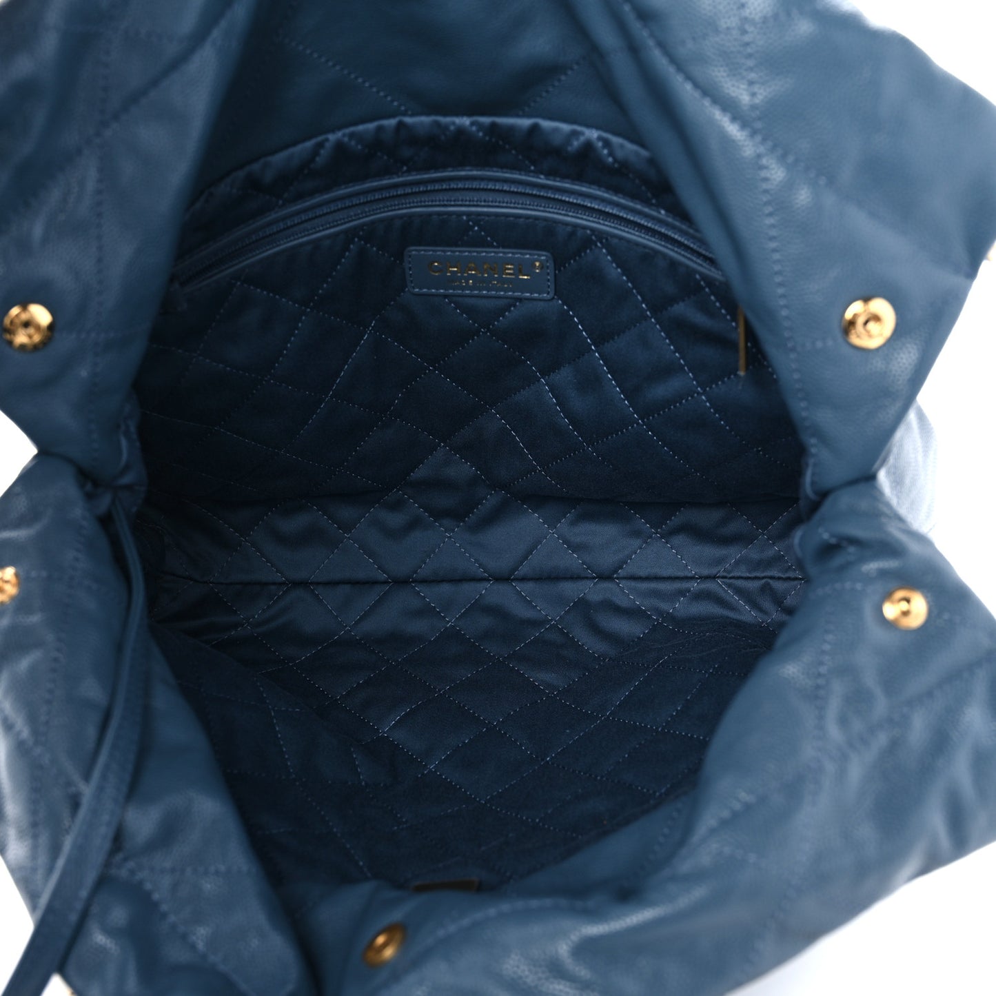 Shiny Caviar Quilted Monochrome Small Chanel 22 Blue