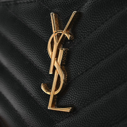 Saint Laurent Grain De Poudre Chevron Monogram Bill Pouch Black 5 of 14