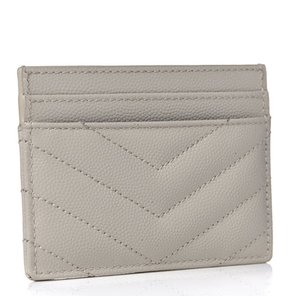 Saint Laurent Grain De Poudre Matelasse Chevron Monogram Credit Card Case Crema Soft 3 of 11