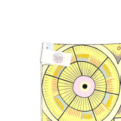 Hermes Silk The Savana Dance Wash 140 Scarf White Jaune Soufre 6 of 7