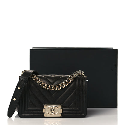 Chanel Caviar Chevron Quilted Small Boy Flap Black 10 of 10