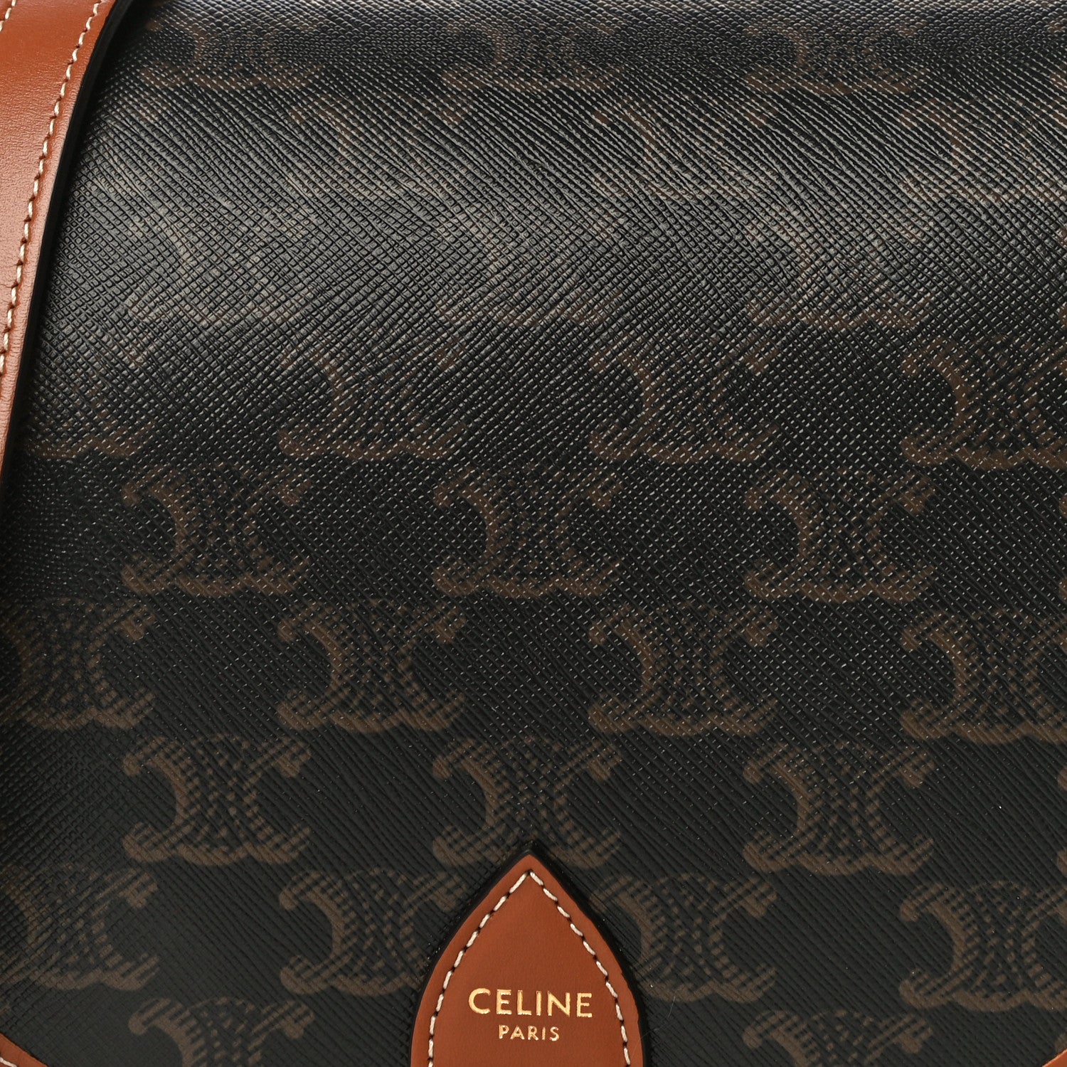 Celine Triomphe Canvas Medium Folco Bag Tan 7 of 11