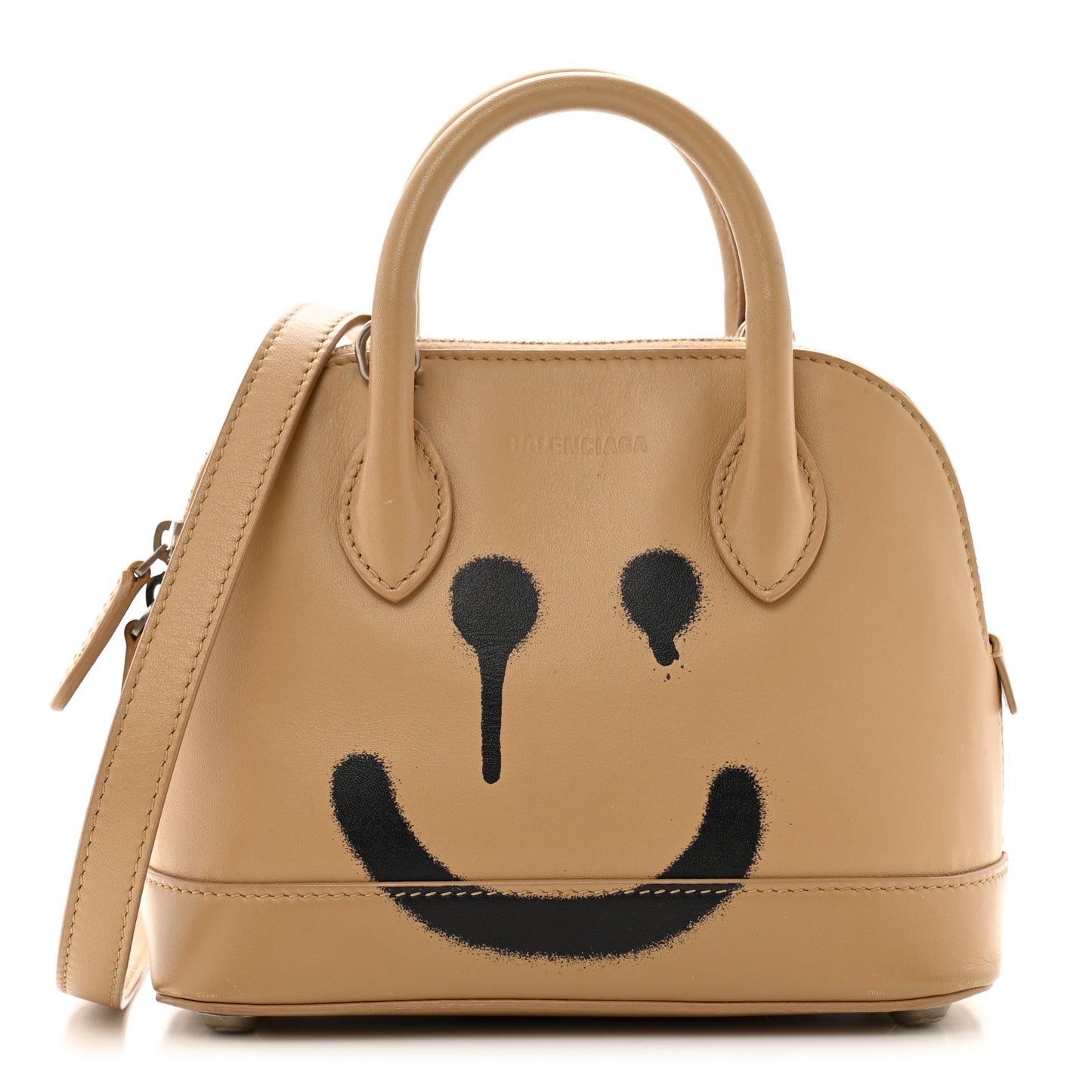 Calfskin Happy Sad XXS Ville Top Handle Bag Light Brown