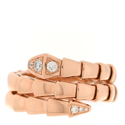 Bulgari 18K Rose Gold Diamond Serpenti Viper Wrap Ring S 1 of 4