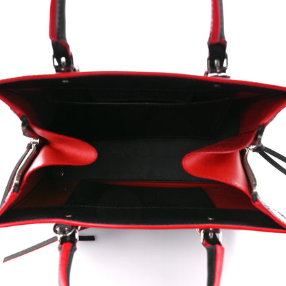 Balenciaga Rubberized Calfskin Papier Mini A4 Zip Around Tote Black Red 6 of 11