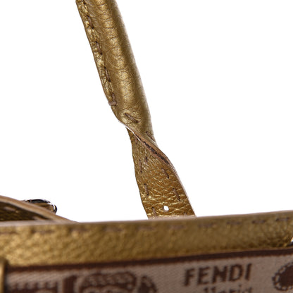 Fendi Calfskin Romano Selleria Large Villa Borghese Tote Gold 11 of 14