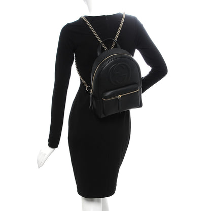 Gucci Pebbled Calfskin Soho Chain Backpack Black 2 of 7