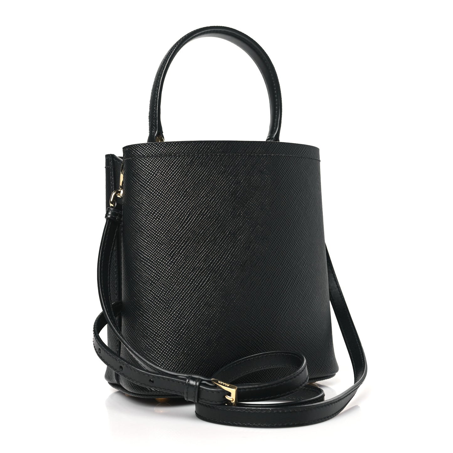 Saffiano Cuir Small Panier Bucket Bag Black