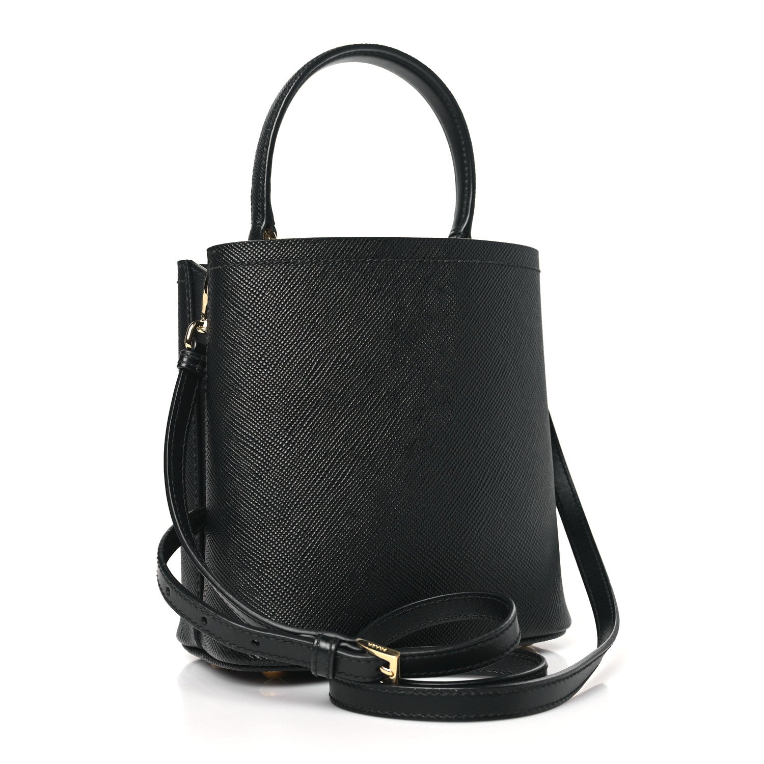 Prada Saffiano Cuir Small Panier Bucket Bag Black 3 of 9