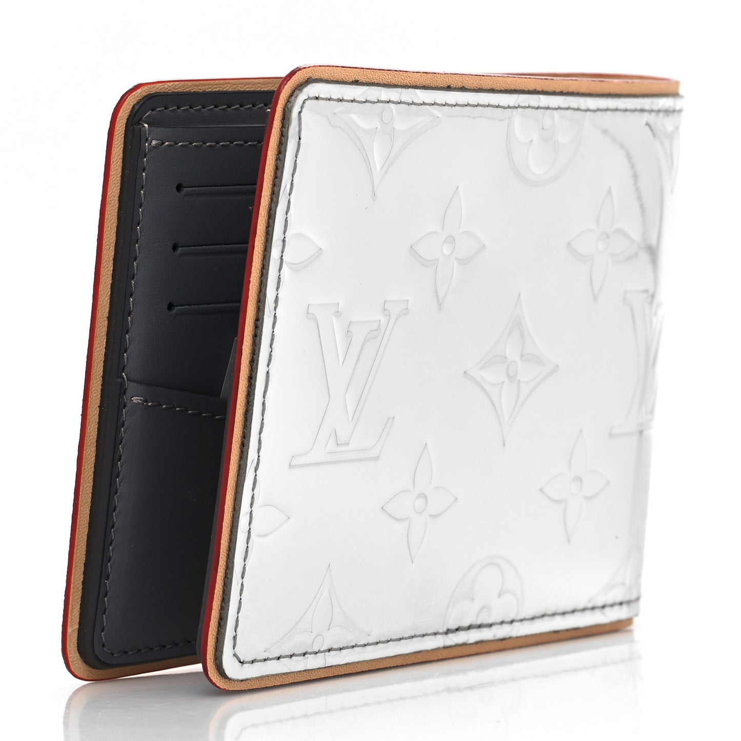 Monogram Mirror Slender Wallet Silver