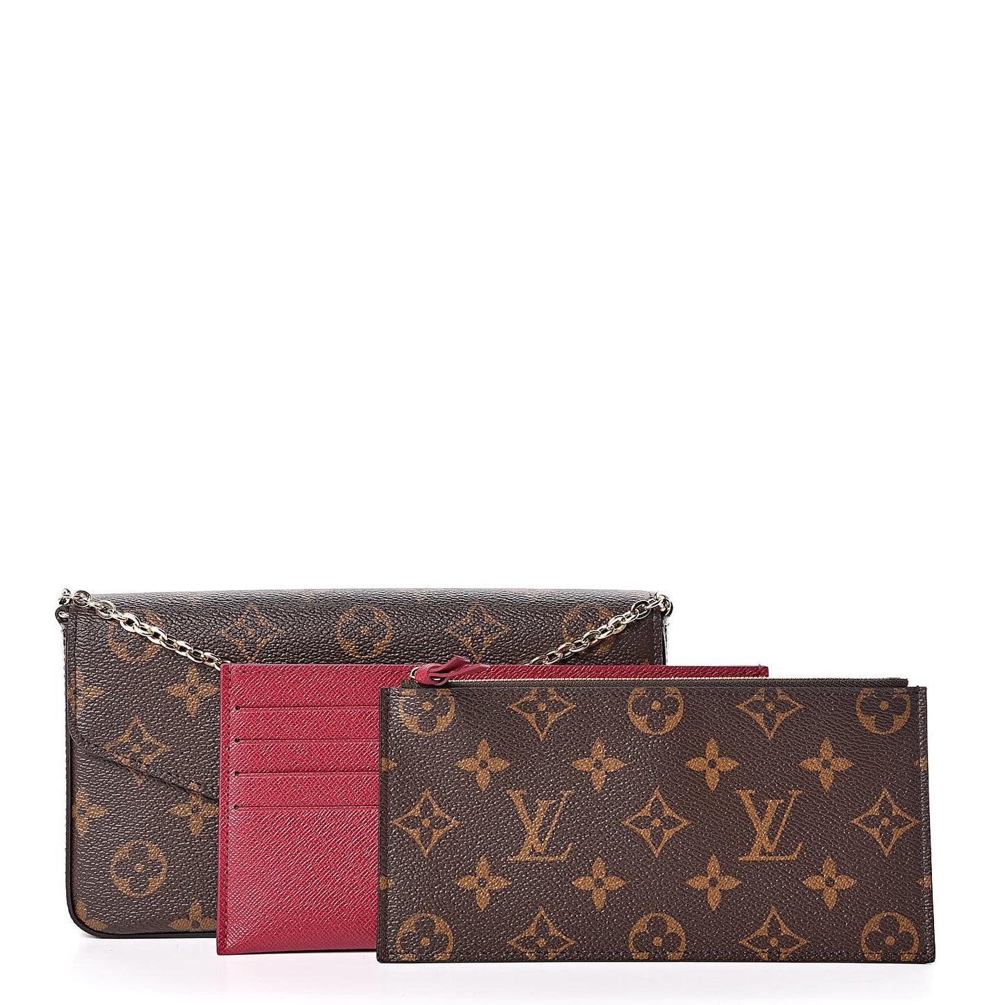 Monogram Pochette Felicie Chain Wallet Fuchsia
