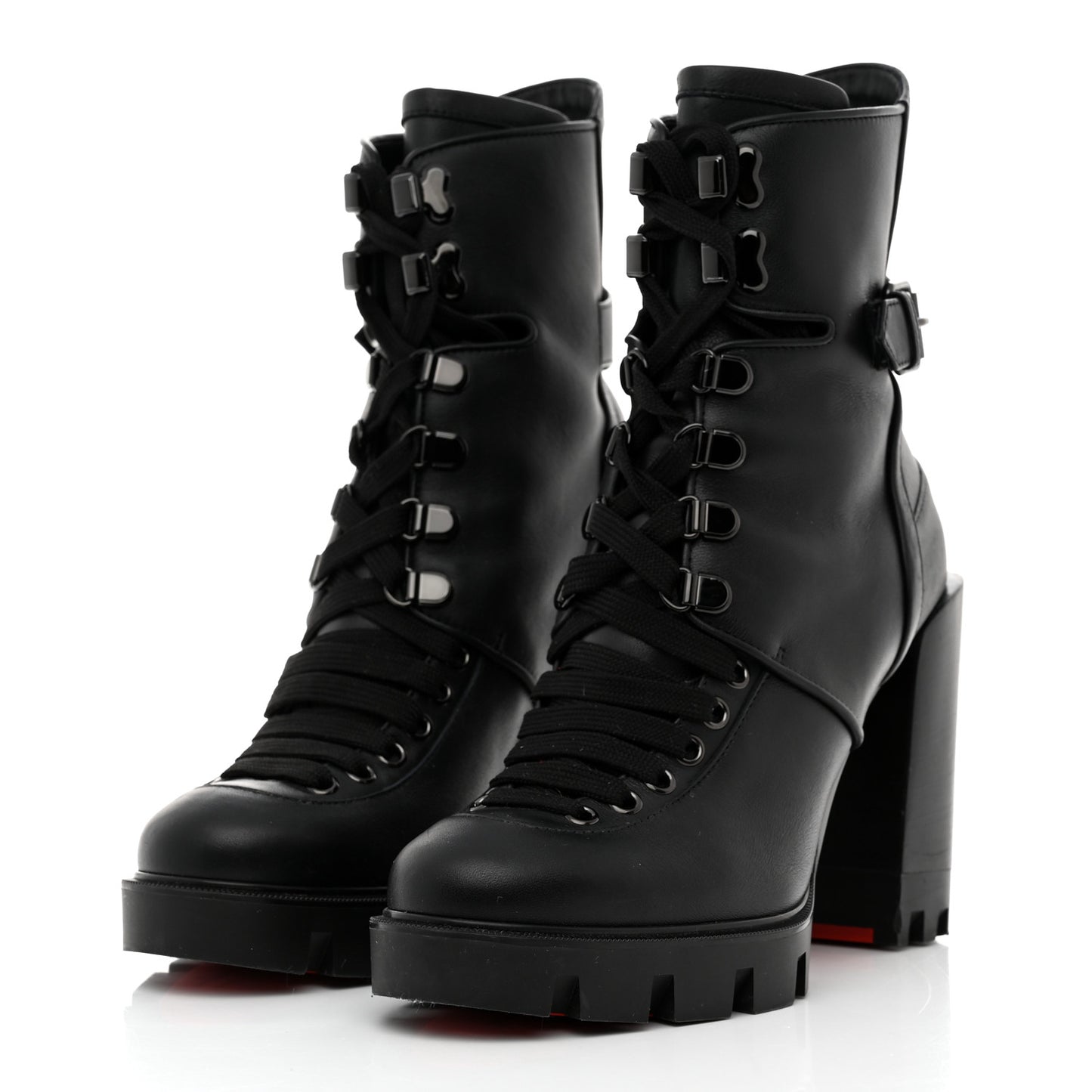 Calfskin Macademia 100 Biker Platform Boots 38 Black