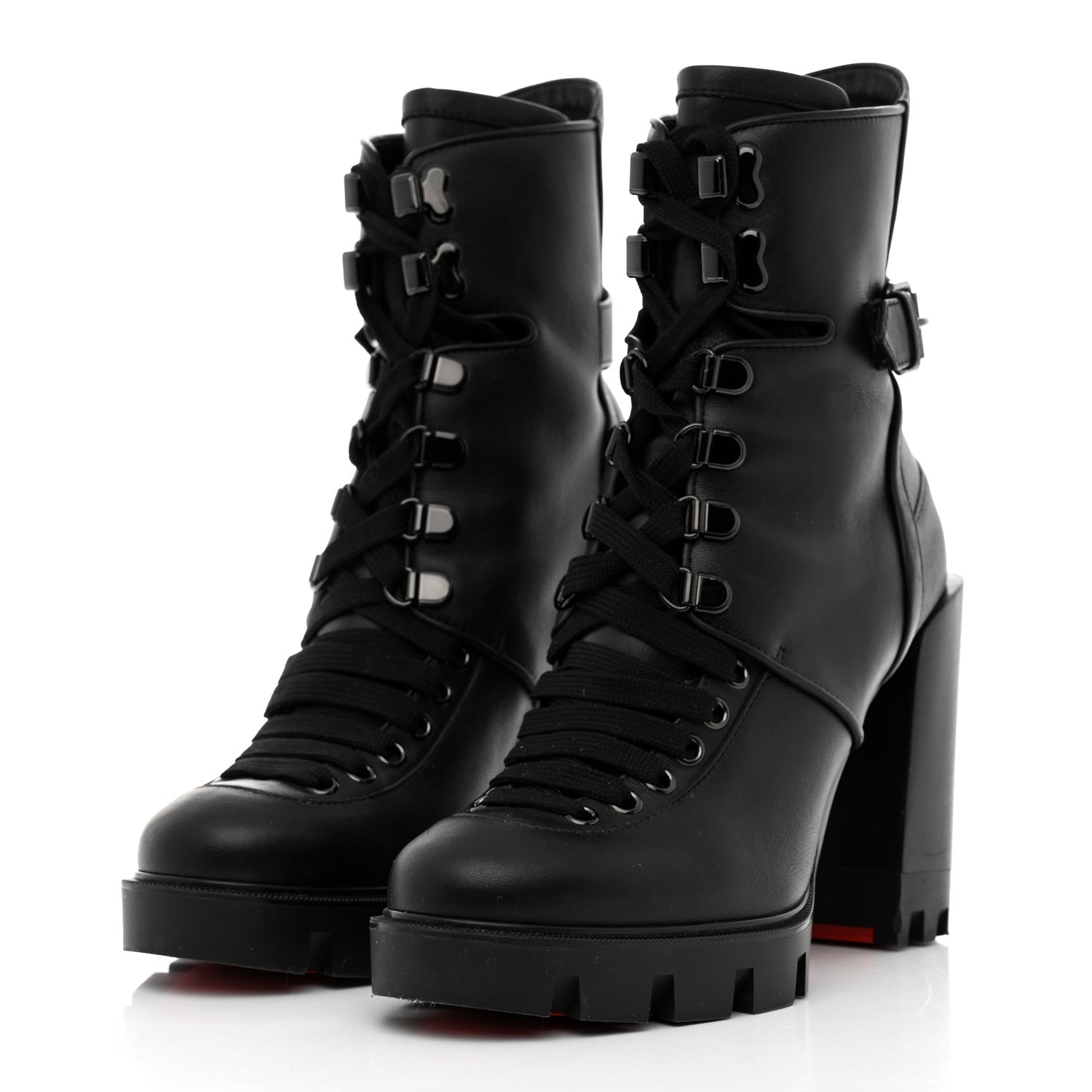 Christian Louboutin Calfskin Macademia 100 Biker Platform Boots 38 Black 3 of 8
