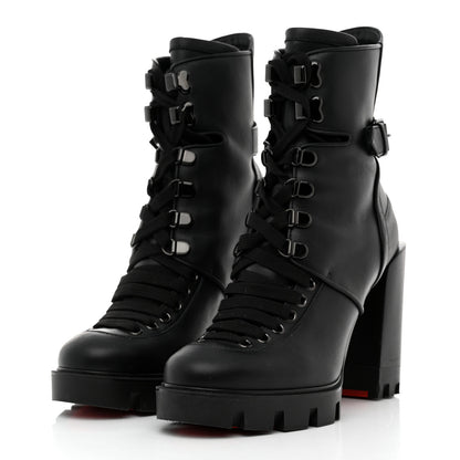 Christian Louboutin Calfskin Macademia 100 Biker Platform Boots 38 Black 3 of 8