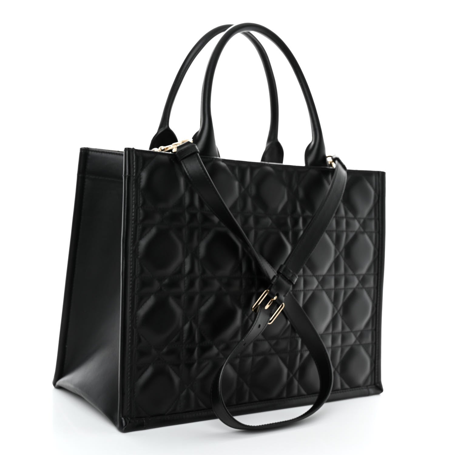 Christian Dior Calfskin Macro Cannage Medium Book Tote Black 3 of 10