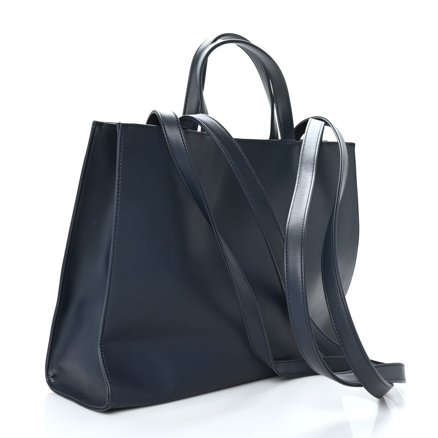 Vegan Leather Medium Shopping Bag Navy