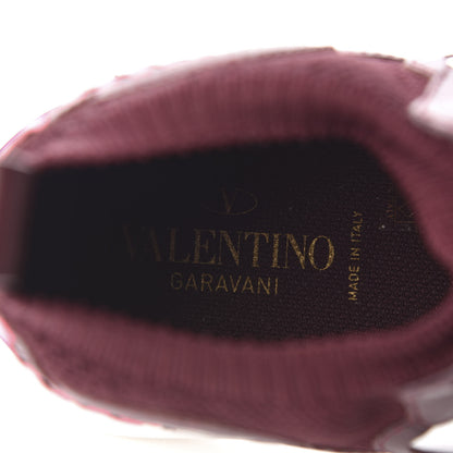 Valentino Garavani Calfskin Mens Mixed Media Sneakers 39 Burgundy 7 of 8