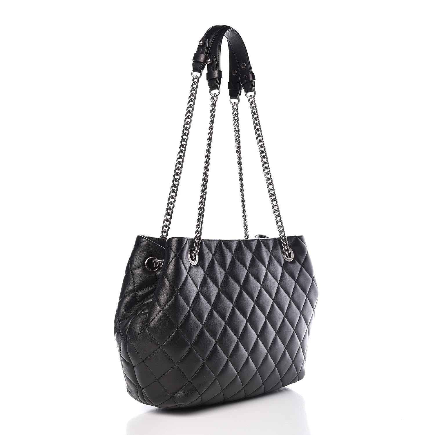 Chanel Lambskin Quilted Accordion Tote Black 3 of 10