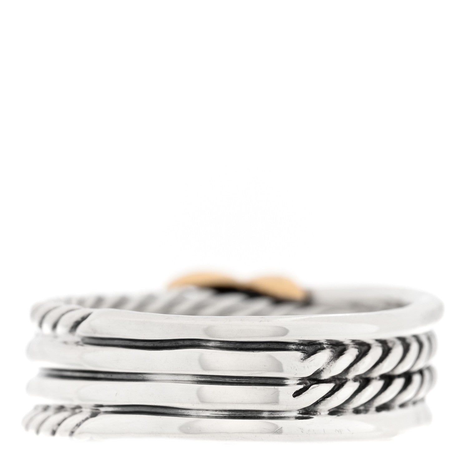David Yurman Sterling Silver 18K Yellow Gold 6mm X Crossover Ring 53 6.5 3 of 4
