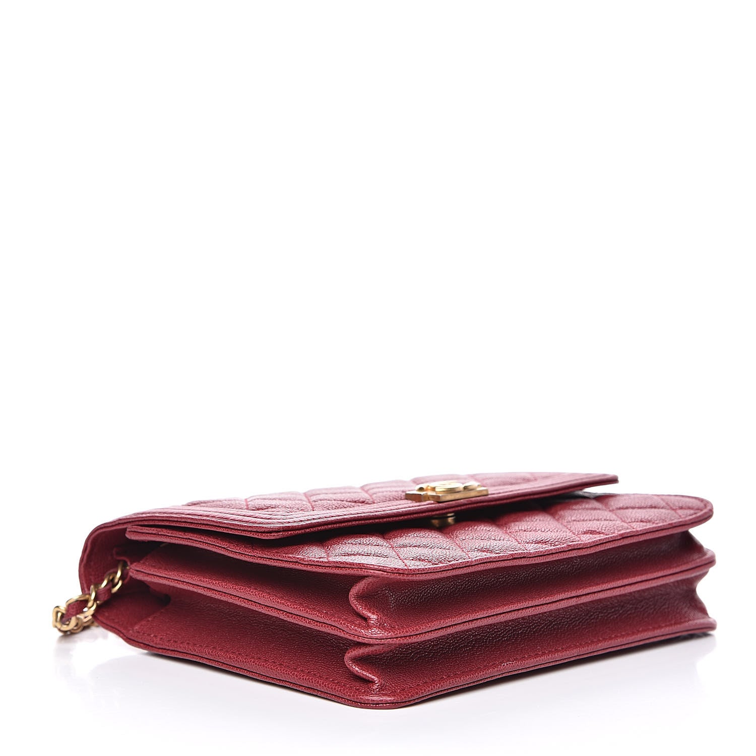 Chanel Caviar Quilted Boy Square Wallet on Chain WOC Burgundy 4 of 11