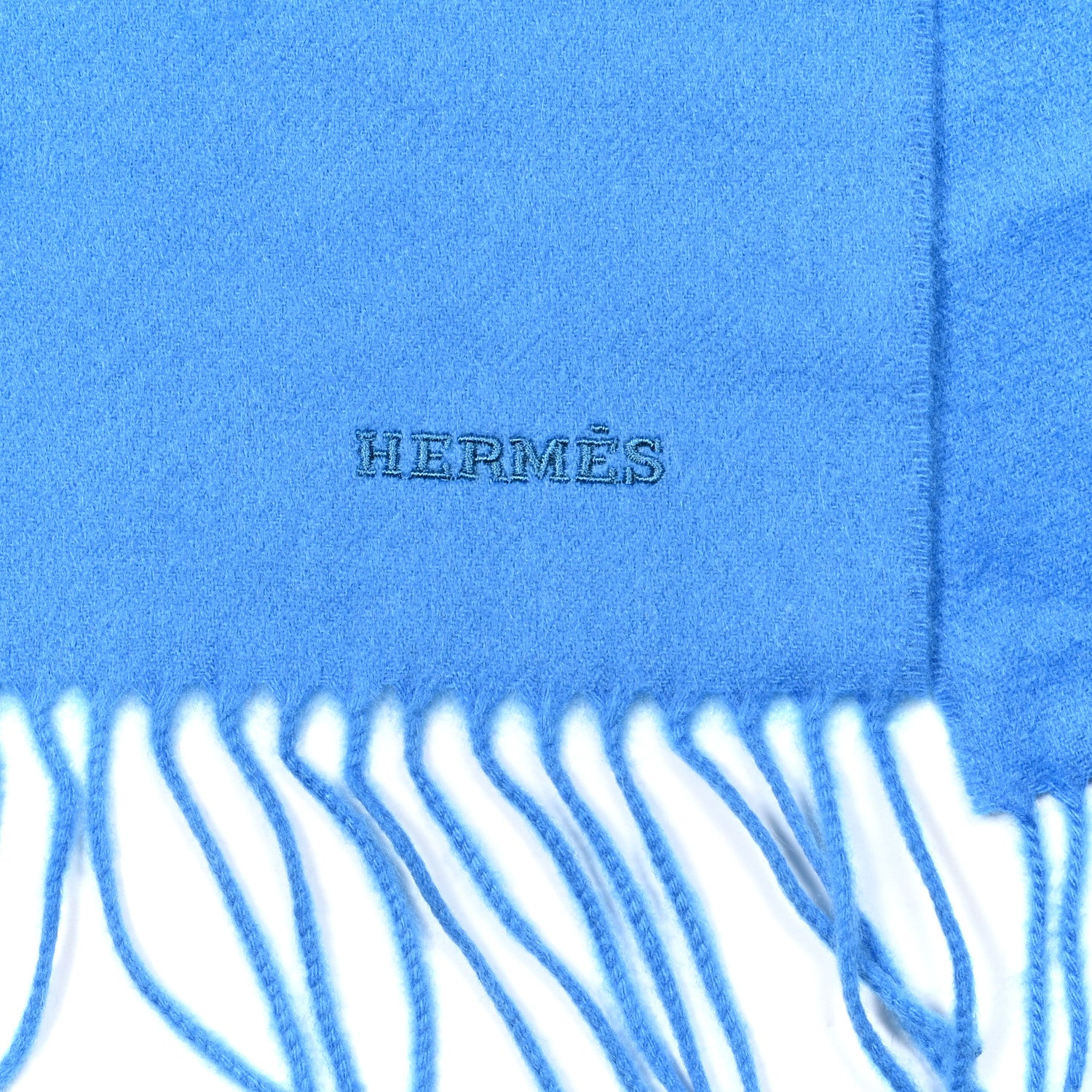 Hermes Cashmere Mr Farrier Patch Detail Muffler Bleu Grec 4 of 5