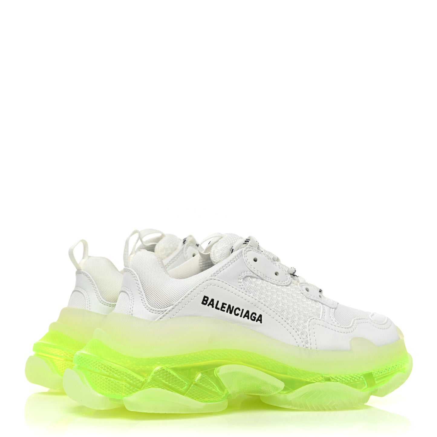 Fabric Mesh Clear Sole Fluo Womens Triple S Sneakers 37 White Fluo Yellow
