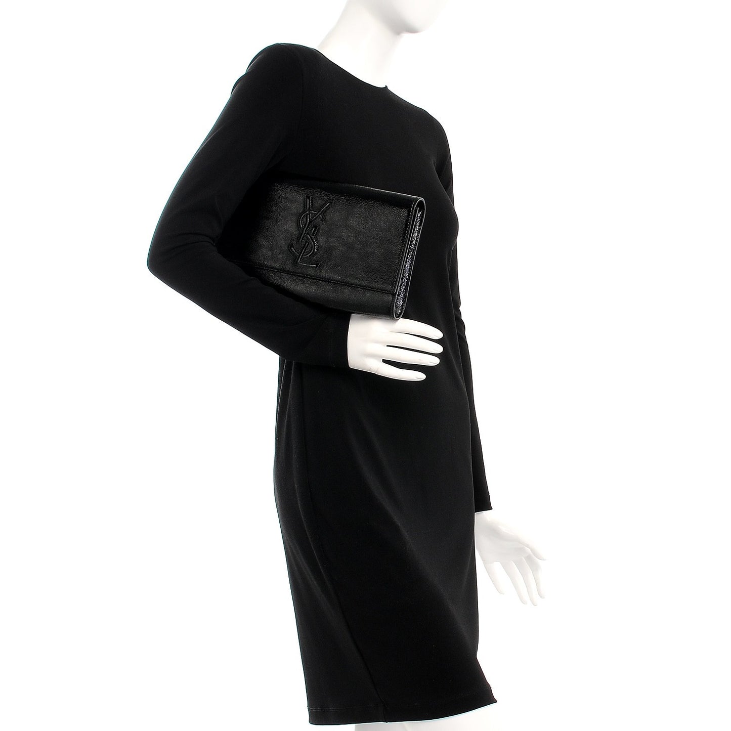 Textured Patent Monogram Large Belle De Jour Clutch Black