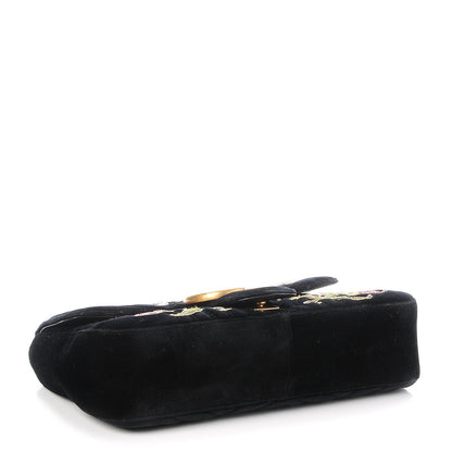 Gucci Velvet Matelasse Loved Embroidered Medium GG Marmont Shoulder Bag Black 4 of 7