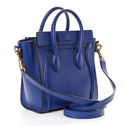 Celine Drummed Calfskin Nano Luggage Indigo 2 of 9