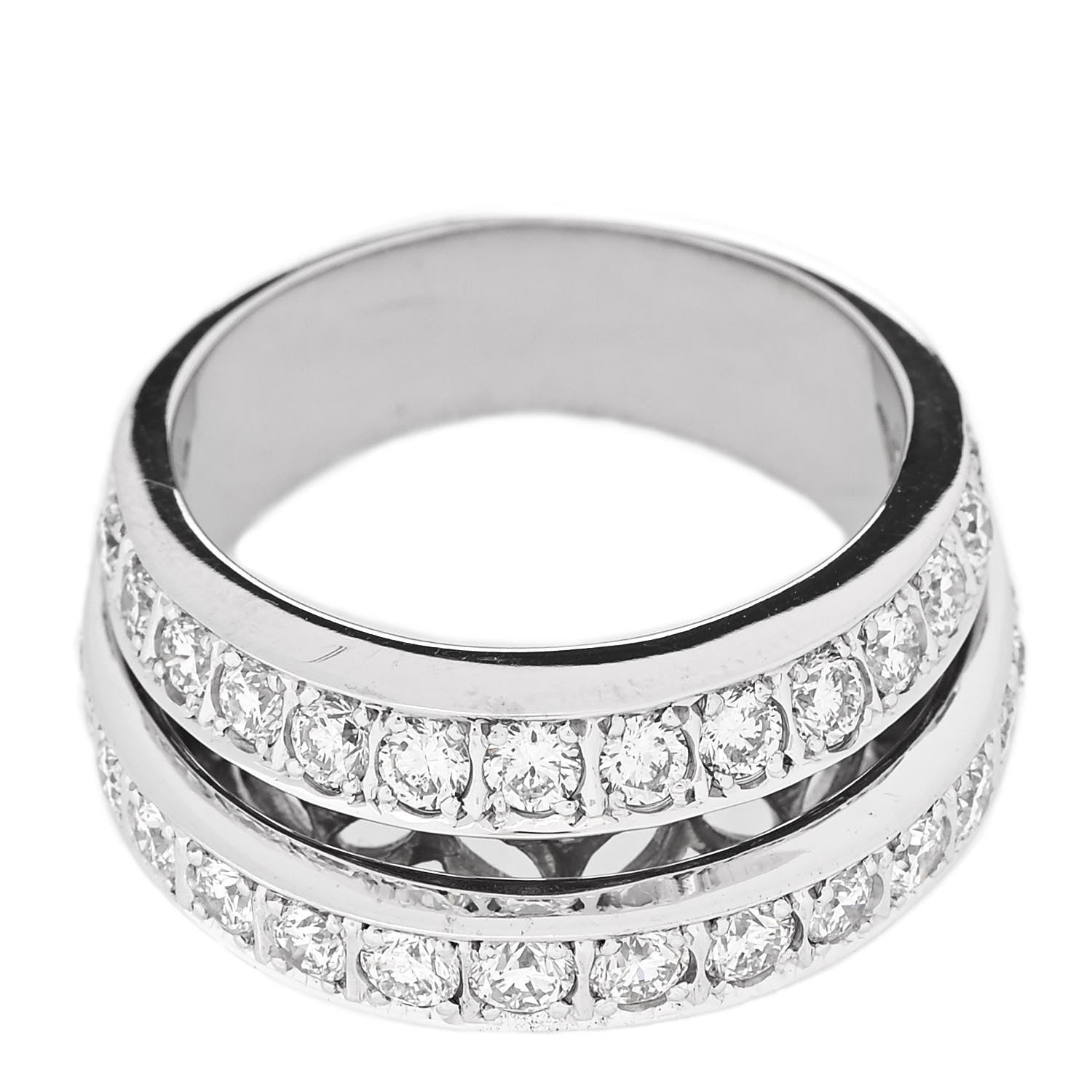 Parker & West by FASHIONPHILE 18K White Gold Diamond 2.45ctw Three-Row Ring 56 7.5 8 of 9