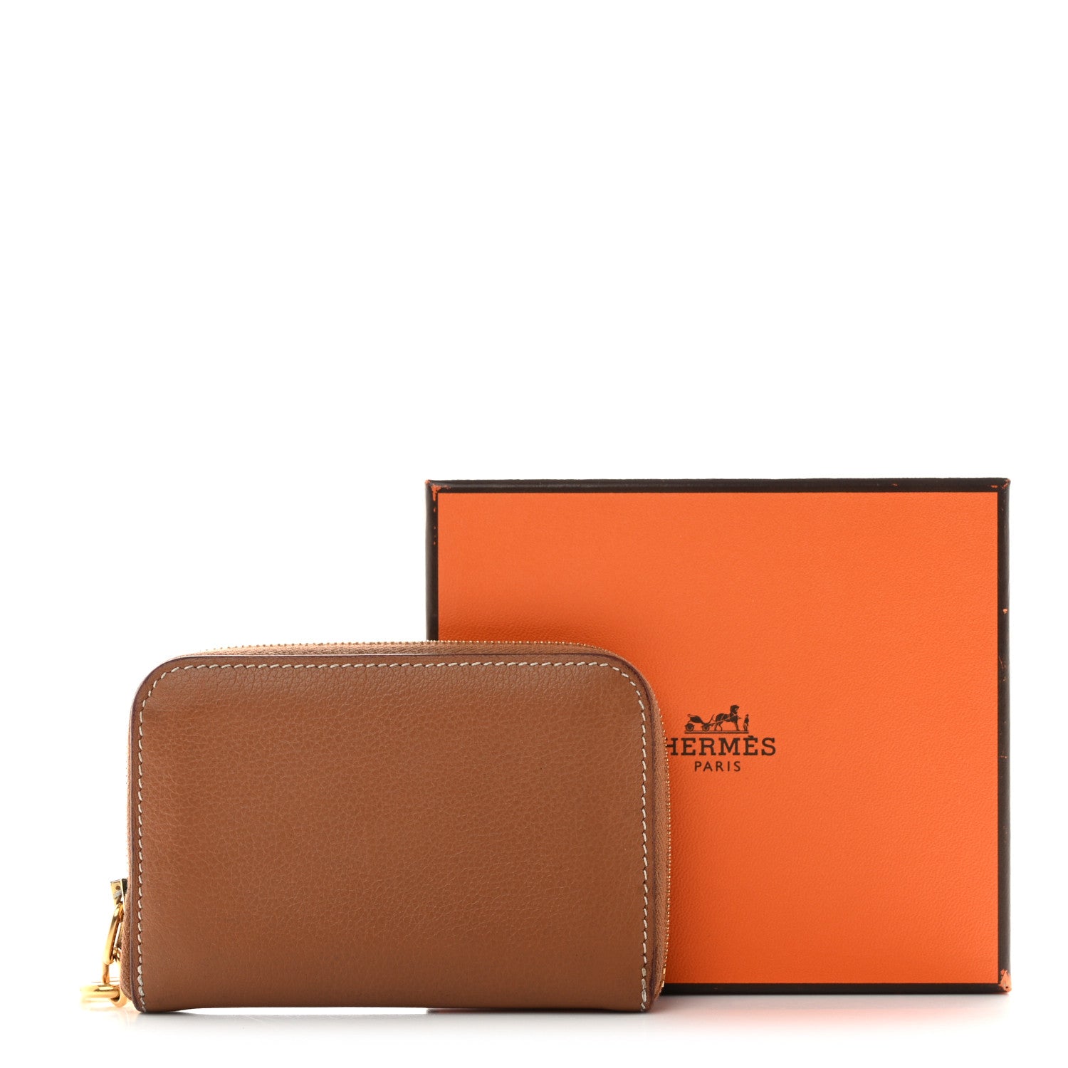 Hermes Evercolor Zipengo Chaine d'Ancre Compact Card Holder Gold 8 of 8
