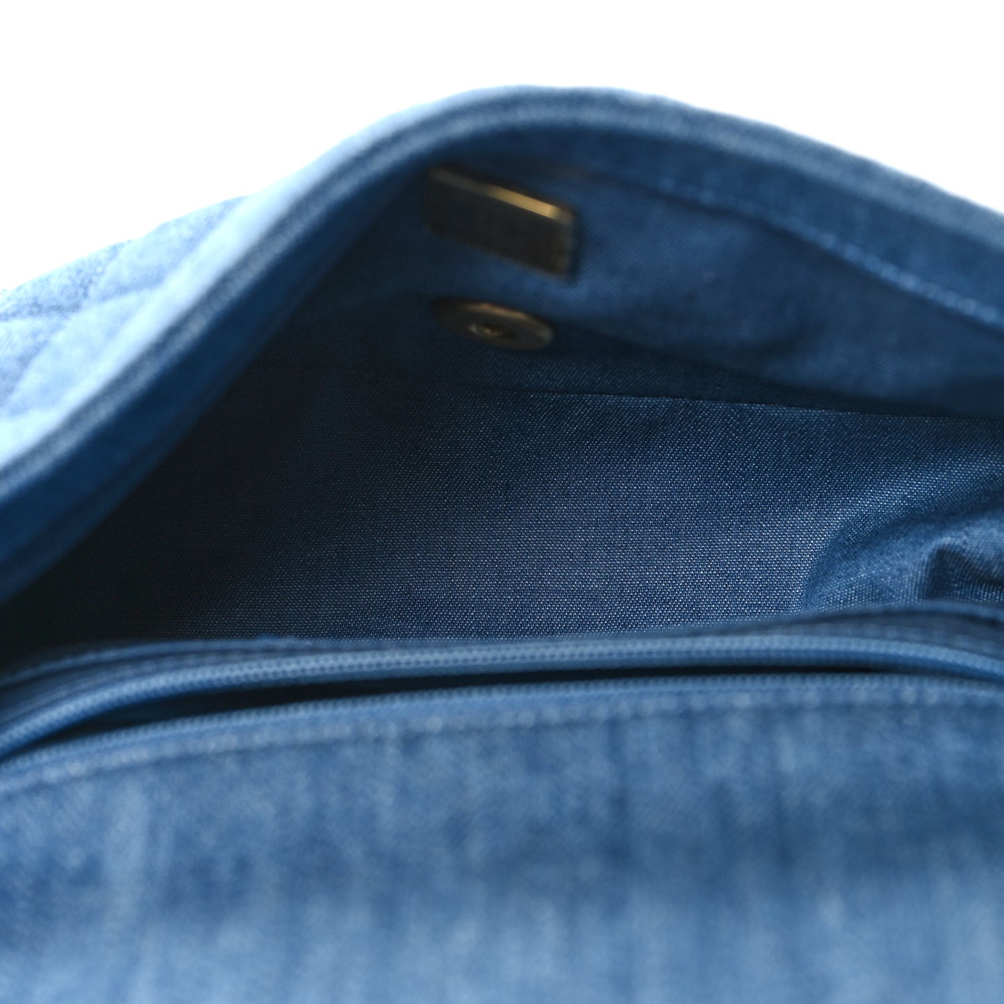 Denim Quilted Mini Pearl Crush Rectangular Flap Blue