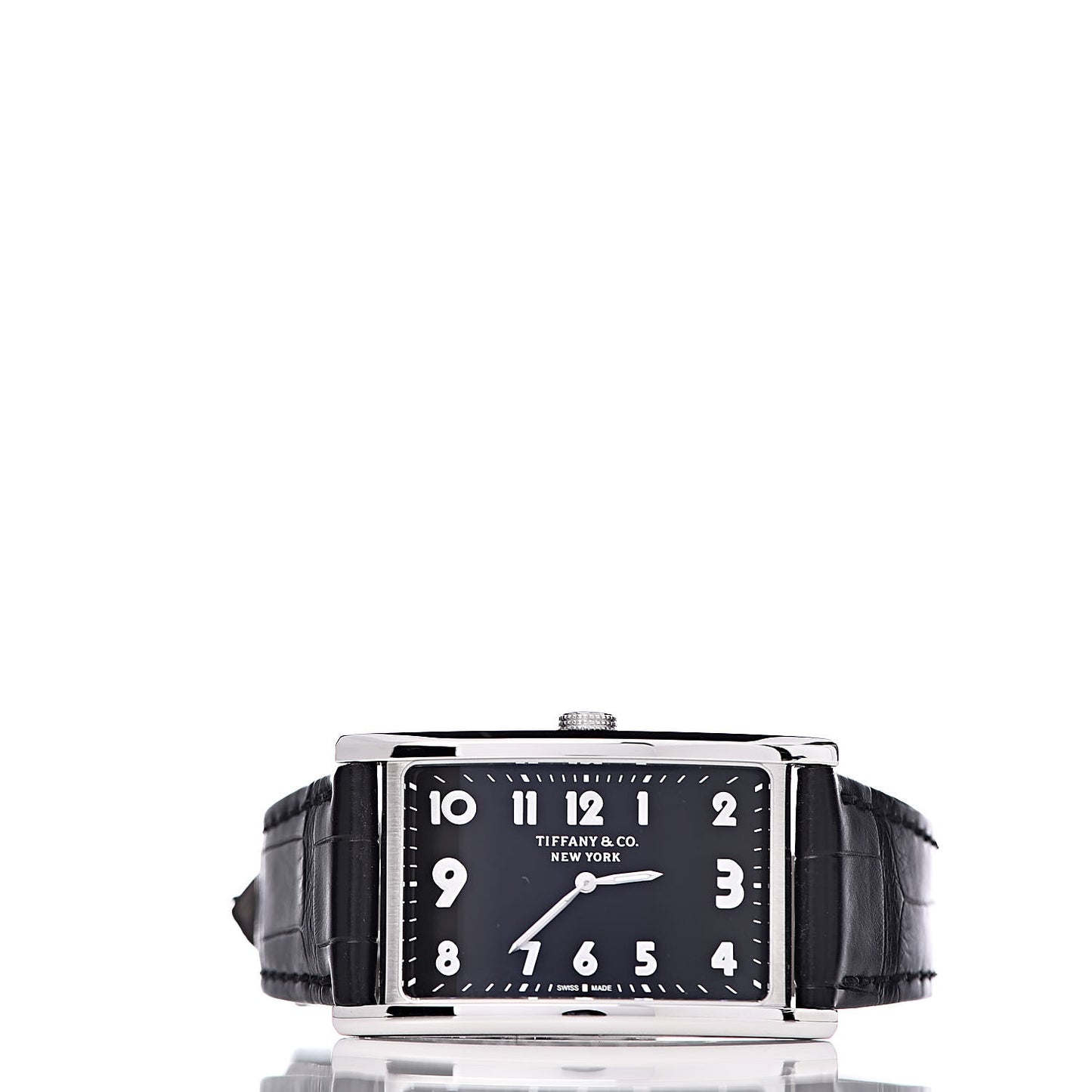 Stainless Steel Alligator 25mm East West Quartz Watch Black