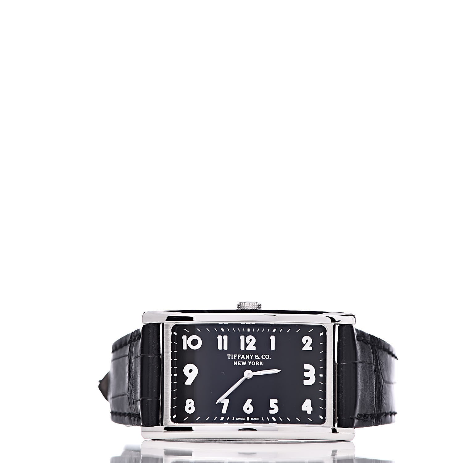 Tiffany Stainless Steel Alligator 25mm East West Quartz Watch Black 3 of 10