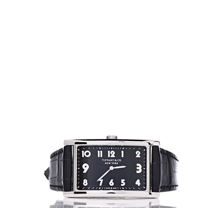 Tiffany Stainless Steel Alligator 25mm East West Quartz Watch Black 3 of 10