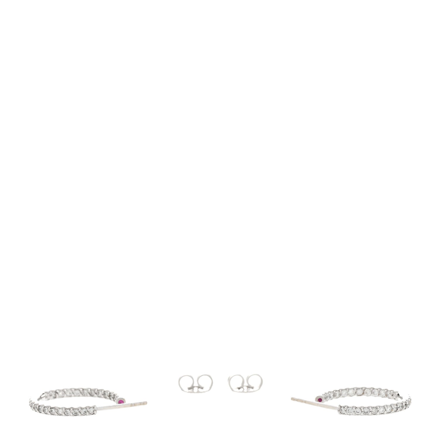 Roberto Coin 18K White Gold Diamond .52ctw Inside Outside Hoop Earrings 3 of 4