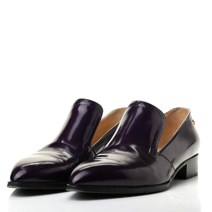 Chanel Glazed Calfskin CC Loafers 38.5 Dark Purple 3 of 12