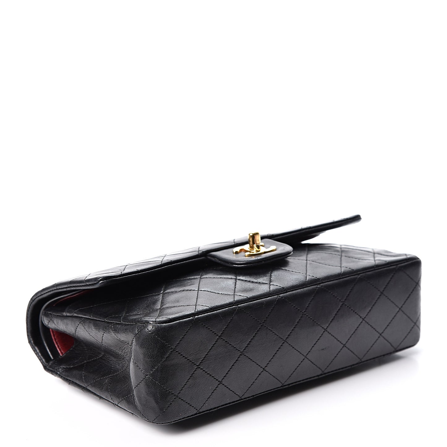 Lambskin Quilted Medium Double Flap Black
