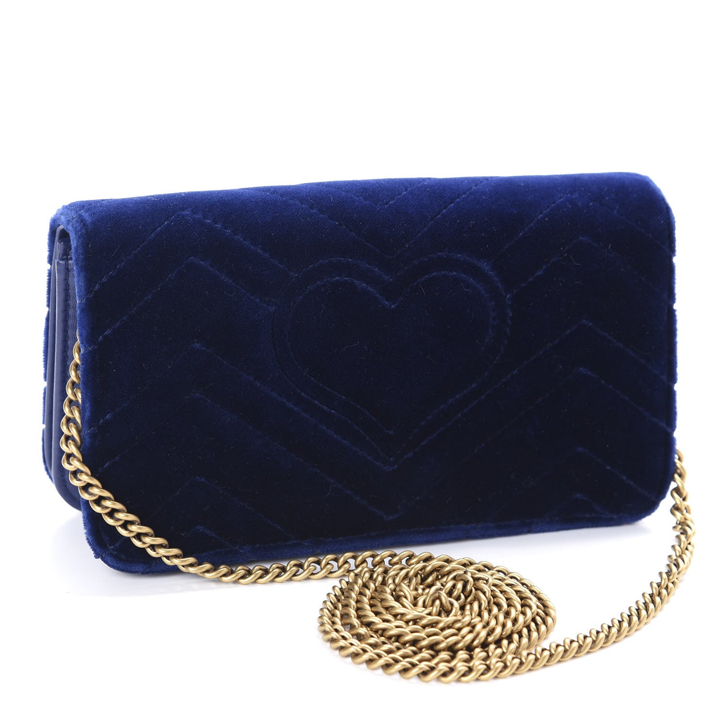 Gucci Velvet Matelasse GG Marmont Mini Bag Cobalt Blue 3 of 10